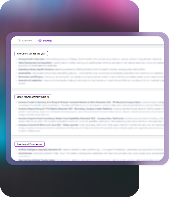 AI-powered strategy analysis interface showing autonomous agent insights